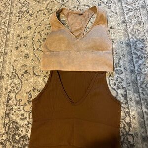 Tan and Brown Women's Crop Top by Aritzia